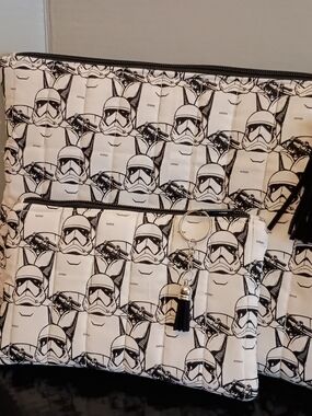 Hand Crafted Star Wars Stormtrooper Quilted Pouch Set - Black & White